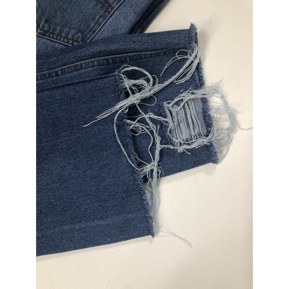 Vintage Levi Strauss Mens 70s 34x28 Blue Denim Jeans Cut Off Capri Orange Tab - Picture 6 of 7